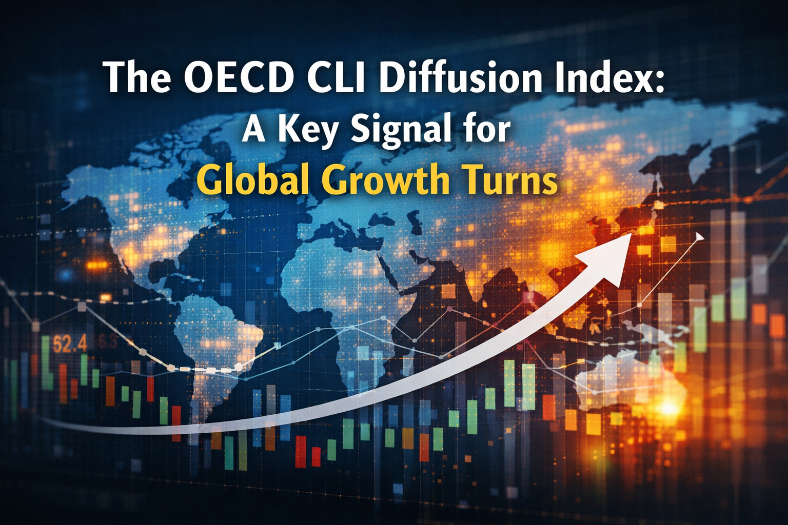 Global map and rising growth chart illustrating the OECD CLI Diffusion Index